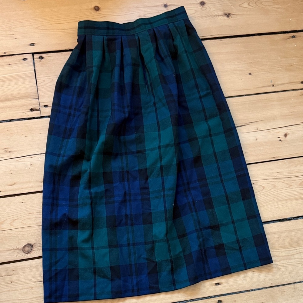 Pendleton A-Line Plaid Skirt in Blue and Green